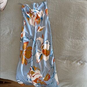 Reformation Blue Floral Strapless Dress